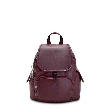 Kipling City Pack Mini Classic Metallic Ryggsekk Burgunder | NO 1735TC